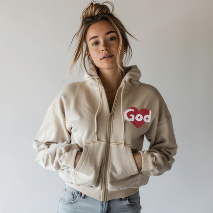 God is Love zipped hoodie